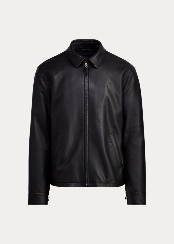 Chaquetas Polo Ralph Lauren Hombre Negros - Lambskin Leather - TLAWY9052